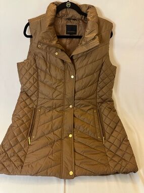 Weatherproof Long Quilted Zip Up Snaps Vest Mocha Brown Women's XL